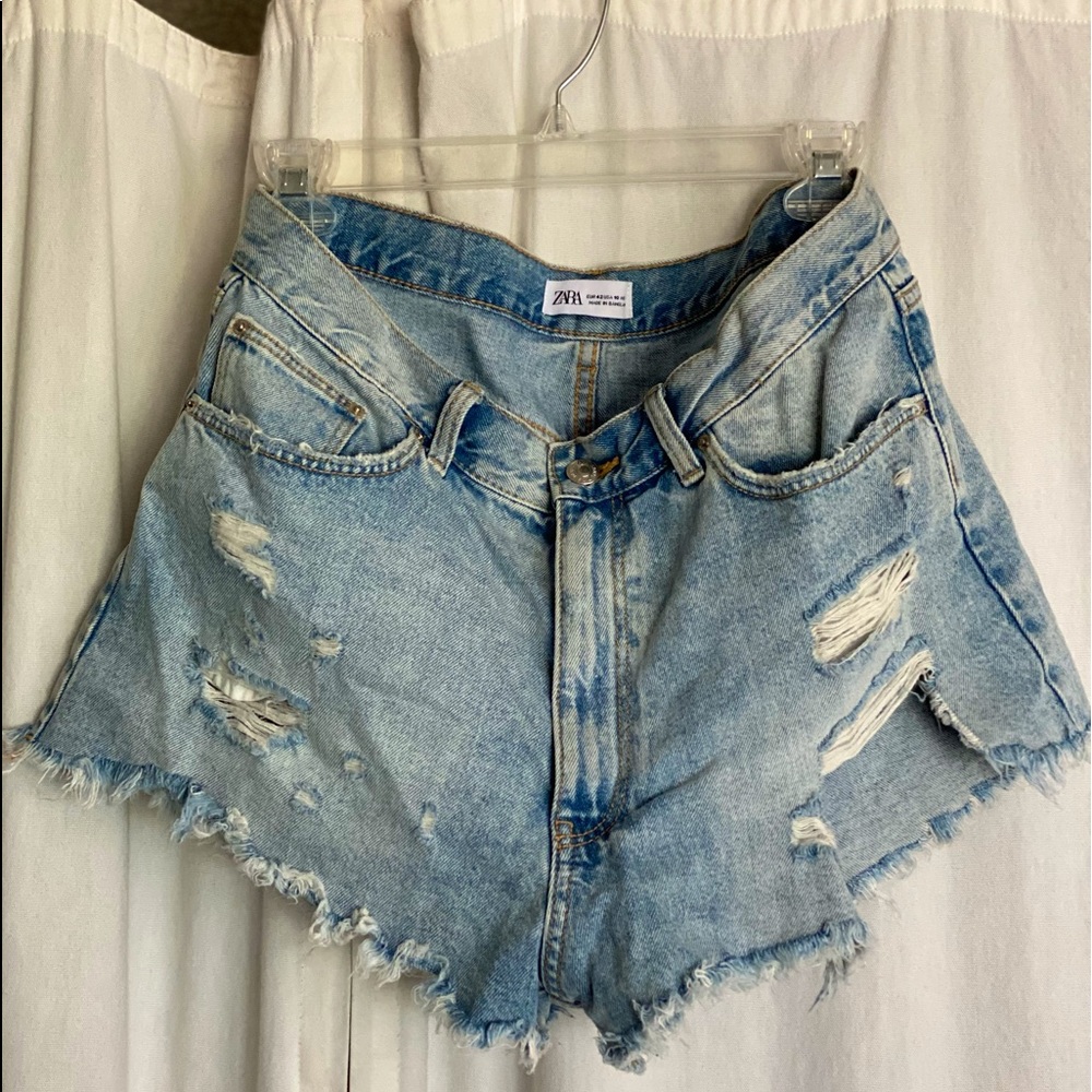 ZARA Distressed Denim Shorts